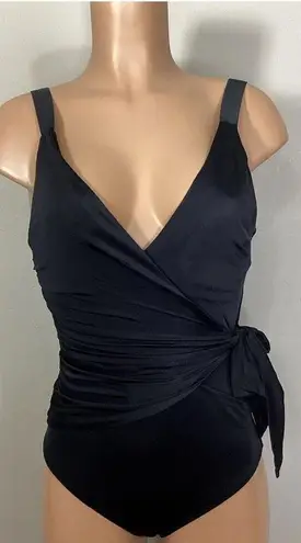 New. HAH (Hot As Hell) black wrap one piece swimsuit. Large. Retails $189
