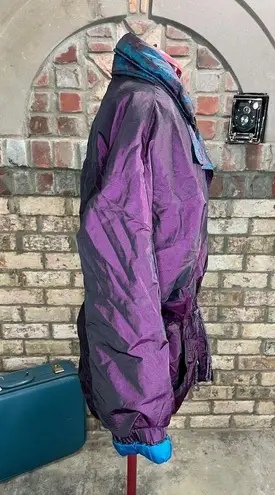 coat 1980s purple teal batwing