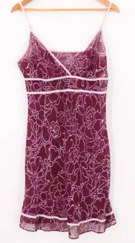 Y2K Babydoll Sheer Slip Dress Fairy Grunge Floral Ruffle Indie Sleeze Size L Purple