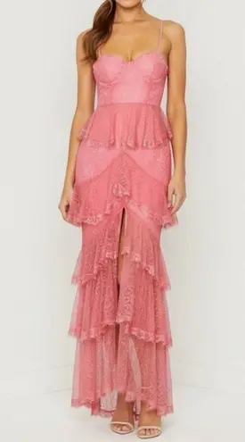 Majorelle Zelda Fitz Floral Lace Gown, Passionfruit Pink, Medium