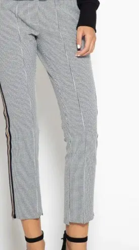 Gracia womens VALENCIA PANTS size S Black white Houndstooth Print Side Line