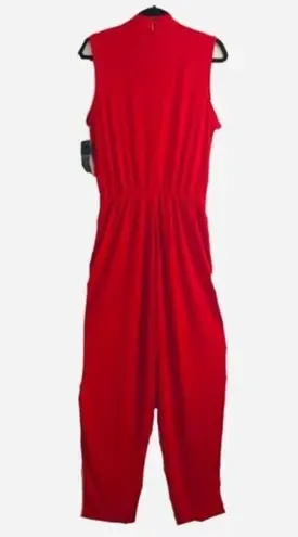 Lauren Ralph Lauren Jumpsuit XL NWT Simran Necktie Choker Cut Out Red Party