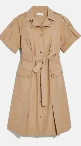 Coach  1941 Dress Cotton Tie Waist Utility Shirt Trench Coat Dress 0