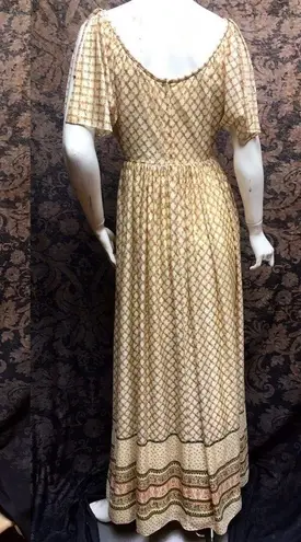 Handmade vintage 60s 70s prairie milkmaid boho maxi dress Gunne Sax style XS S Green