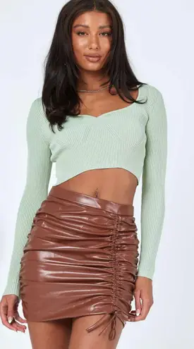 Princess Polly Faux Leather Mini Skirt Brown Size 4