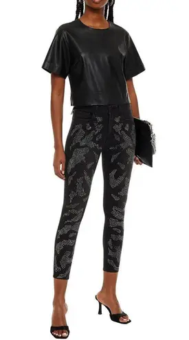 L'Agence NWT  Margot Embellished Cropped High-Rise Skinny Jeans Size 23