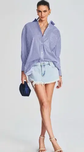 NWT retrofete SEROYA Hefley Oversized Shirt Dress Royal Blue Stripe Size S