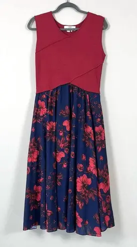 Sachin + Babi Crossover Pleated Floral Midi Dress Size 10