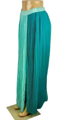 TCEC Color Block Pleated Maxi Skirt Size Medium - Turquoise