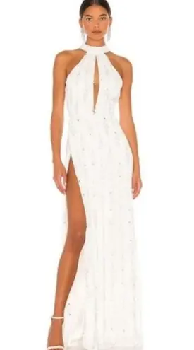 Retrofête Retrofete Prima Dress in White Sequins Beaded Small NWT Sleeveless Maxi