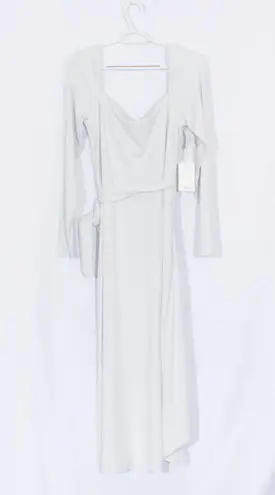 NWT ARITZIA WILFRED Saturn Long Sleeve Wrap Midi Dress in Frozen Grey Si… Size XL