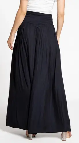 Hudson Gray Black Smocked Wide-Leg Pant