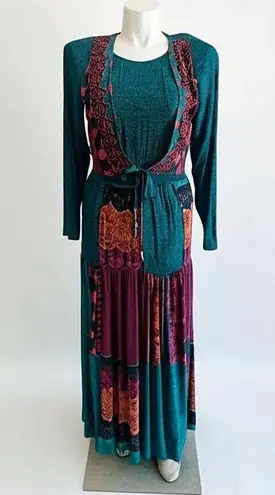 Carole Little Womens Green Vintage Tie Vest Maxi Dress Boho Chic Size 6