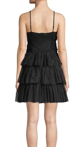 Maje Black Tiered Mini Dress with a Ruffled Skirt