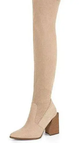 NEW Over the Knee High Boots Chunky Heels Long Stretch Pointed Toe 6.5