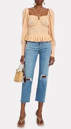 RE/DONE 70s Stove Pipe High-Rise Distressed Crop Jeans Size 25