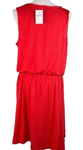 Joe Fresh Dress XL Lace Trim Bright Red Scoop Neck Sleeveless Knit New