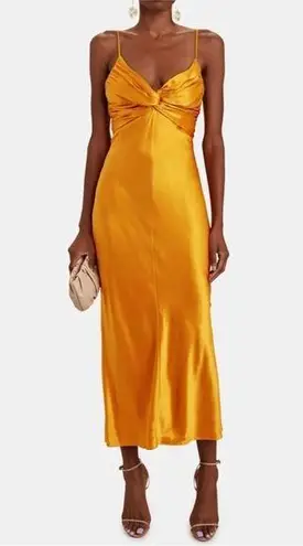TOVE Sofia twisted beautiful gold 100% silk midi dress NEW