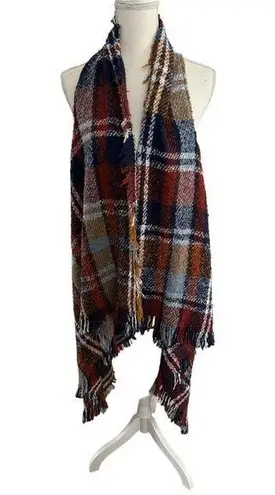 PLAID Womens Oversized Asymmetrical Scarf Vest One Size Size undefined