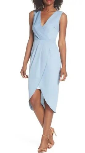 new Cooper St ❤︎ Draped Wrap Surplice Sheath Midi Dress ❤︎ Sky Blue Plus Size 16