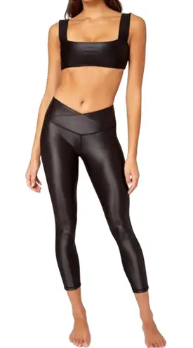 We Wore What Active Splice Leggings Cire Black NWT Size Medium Shiny Athletic Fit