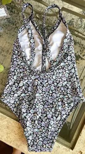 Rouje Swimsuit Alicia One-Piece Buttoned Moderate Blue Purple Floral 36 EUC  Size 4 - $82 - From Elizabeth