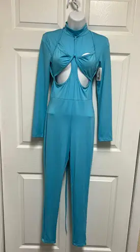 She’s Bad 2 Piece Hollow Out Bikini Turtleneck Bodycon Jumpsuit Set