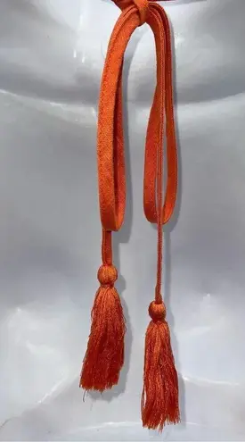 Moon River Women's Orang Linen Blend Crop Top w/Ties and Neck and Back-Size S