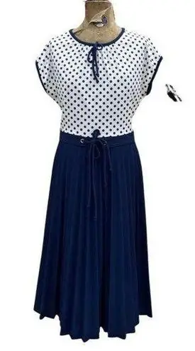 Vintage Blue  Polka Dot 60s Large Dress