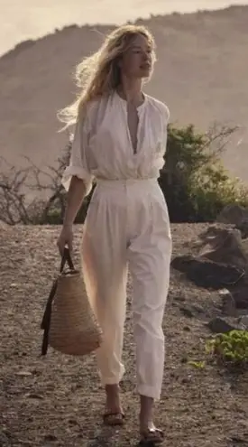 💕DOEN💕 Louvre Pant ~ High Waisted Pleated Ankle Pants Salt White 8 NWT