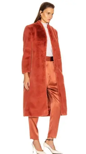 Michelle Mason NWT  Womens Size 0 Faux Fur Coat Red Orange Dune Heavyweight Warm‎