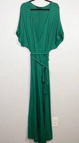 Eloquii Green Jersey Knit Wrap Maxi Dress Size 26