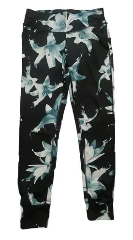 Salomon Women's Mantra Tech Leggings Size M Floral Black Blue White Activewear