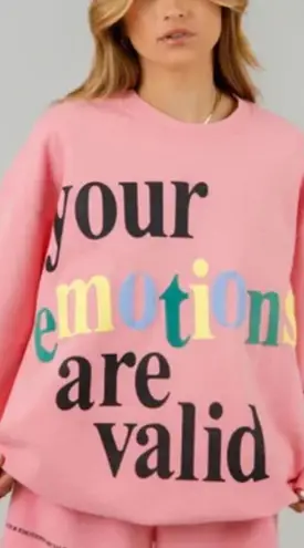 The Mayfair Group Emotions Are Valid Graphic Sweatshirt Pink One Size Petite