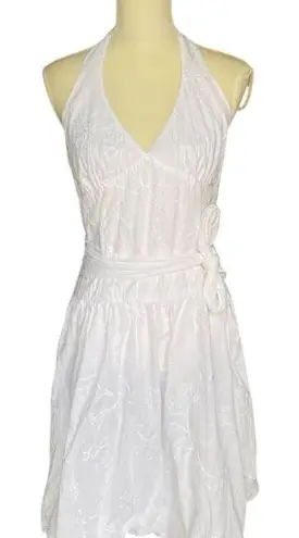 Bisou Bisou White Eyelet Halter Fit-and-Flare Dress Size 10 Casual Summer
