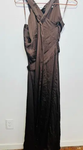 SACHIN & BABI Brown Sleeveless Tie Neck Banded Waist Kayla A