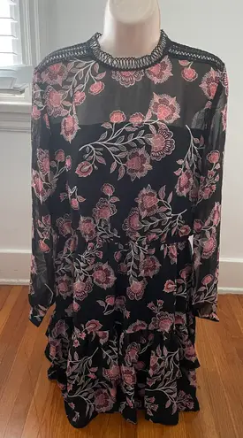 BB Dakota NWT  Whiskey Tango Ruffle Floral Black Mini Dress, size M