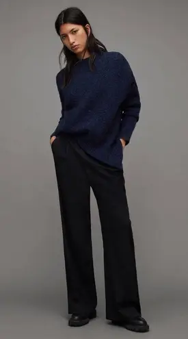 All Saints Selena Mixed Stitch Asymmetric Sweater Midnight Blue Size S New w/Tag