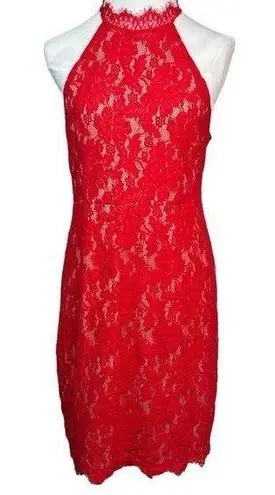 Sans Souci Red Lace Halter Sleeveless bodycon Dress Size XL