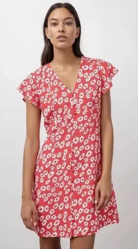 Rails Womens Helena Cardinal Daisies V-Neck Mini Dress Red Size Medium