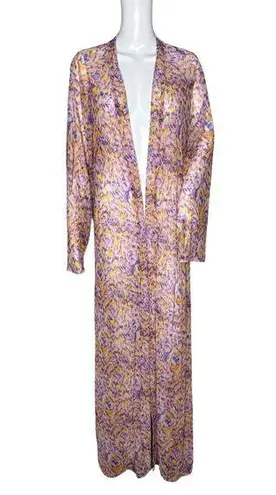 Savagexfenty Savage Fenty Kimono Women Medium Large Orange Purple Abstract Animal Print Sheer