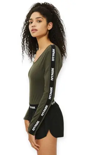 Ivy Park by Beyoncé | XXS | Dark Khaki Green Logo Ribbon Long Sleeve Bodysuit