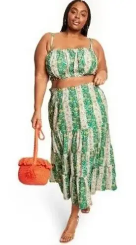 Target x Rhode Green Floral Cotton Two Piece Skirt&Crop Top Sz.XL NWT
