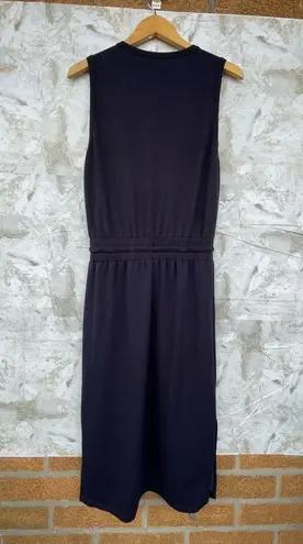 Evereve Elastic Waistband Drawstring Navy Blue Midi Dress size medium