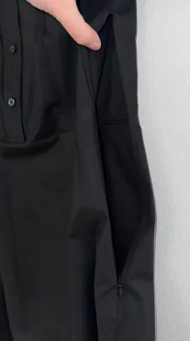 Frame Pleated Cotton Poplin Mini Dress S Black