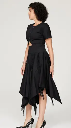 Bibhu Mohapatra Collective Cutout Fringe Dress Women's Plus 14 Black RTR