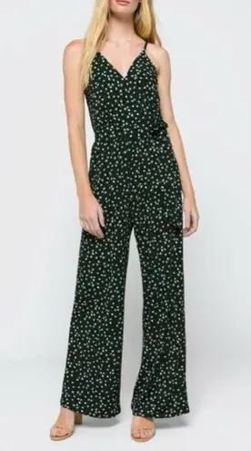 Kaileigh NWOT Rochelle Knit Jumpsuit Dark Green White Flowers Size XLP Pockets