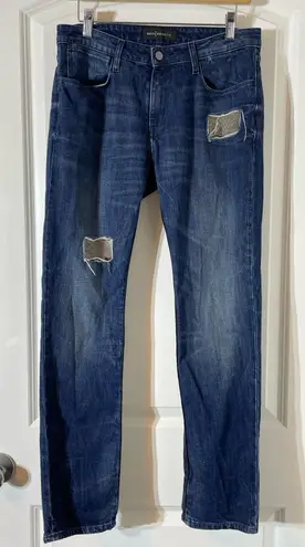 Brockenbow Jeans Size 27 Boyfriend Beaded Distressed Patched Grunge Festival Blue