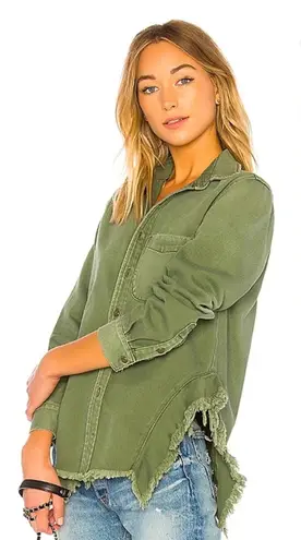 NSF RAHEL BUTTON UP FRAY TOP/ jacket revolve casual fall $280 boho designer Green
