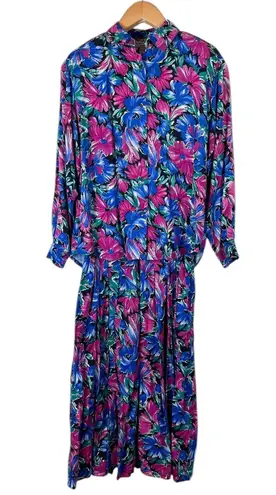 Oscar de la Renta Vintage 80s Expressions Women’s Small Floral Blouse Skirt Set